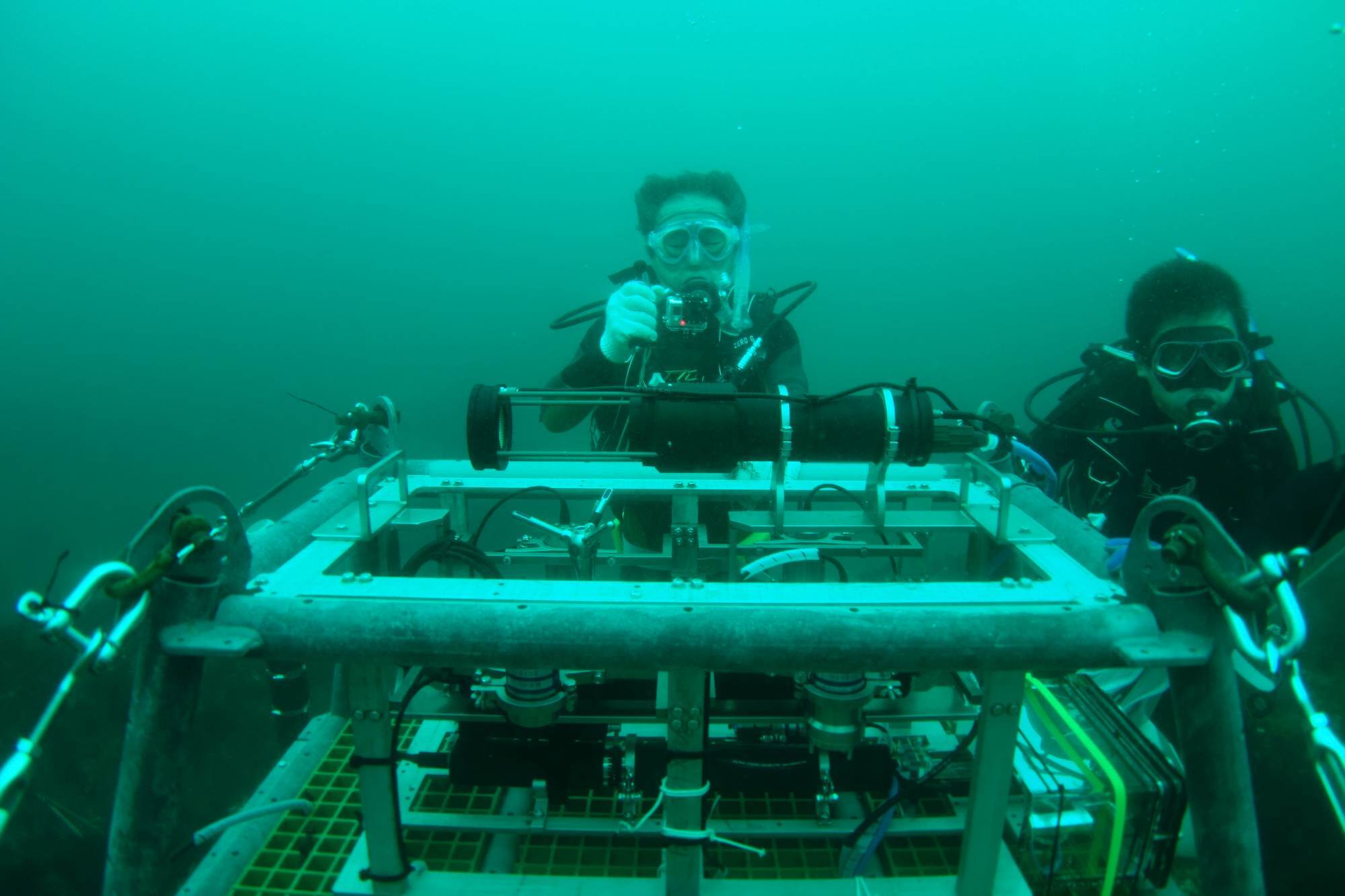 Nortek employees doing deployment underwater